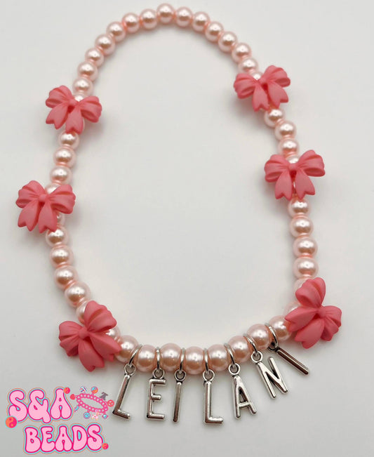 Bow name necklace